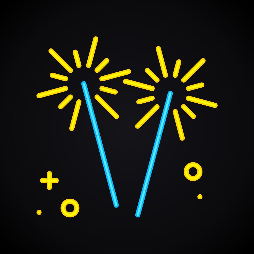 A vector neon-style illustration of LED sparklers for events.