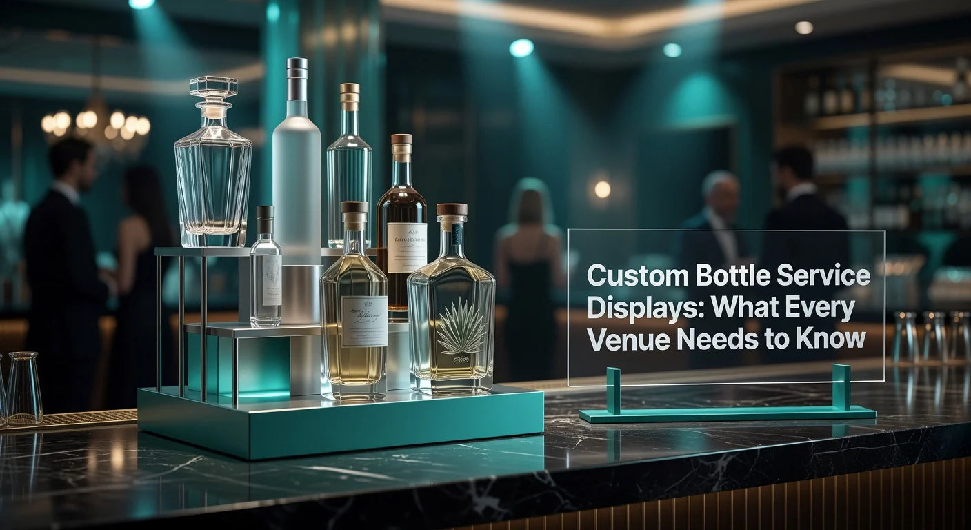 Professional header image for list-based article: Custom Bottle Service Displays: What Every Venue Needs to...