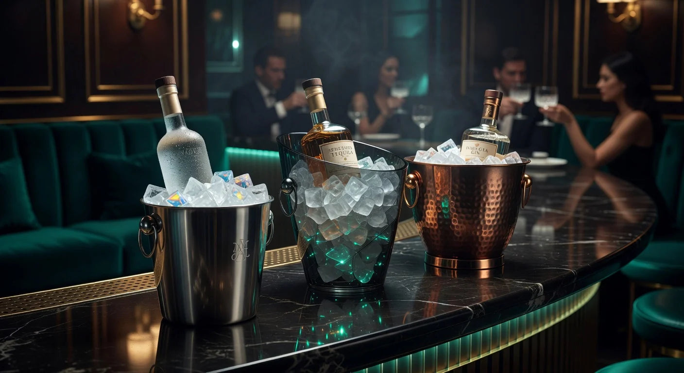 Professional header image for list-based article: Luxury Ice Buckets That Elevate Your Bottle Service Program