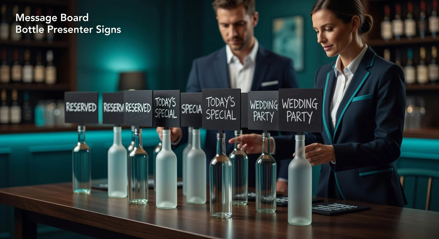 Professional header image for comparison analysis: Message Board Bottle Presenter Signs: How to Choose the R...