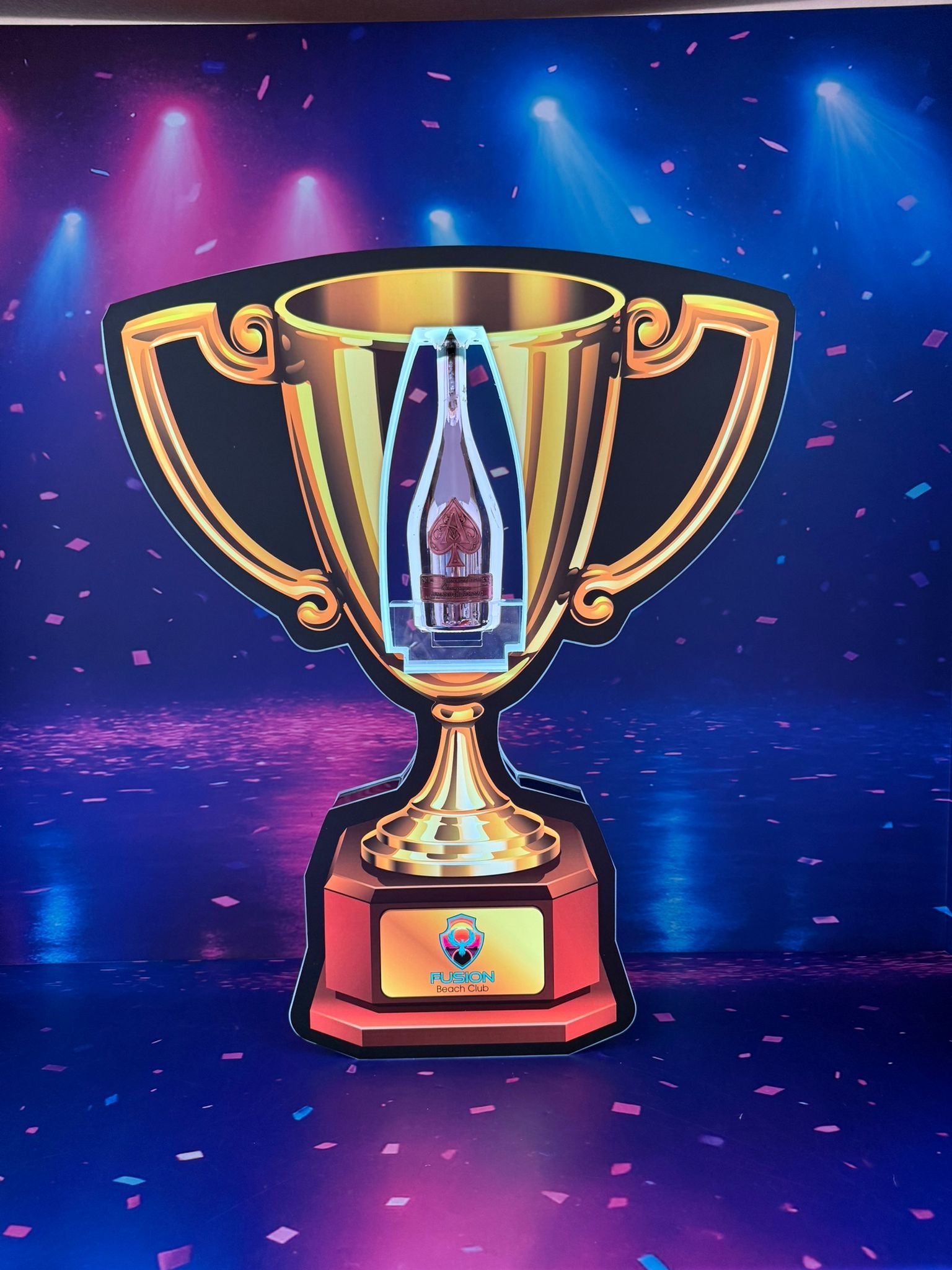 Trophy Shaped Bottle Service Sign Presenter Glorifier