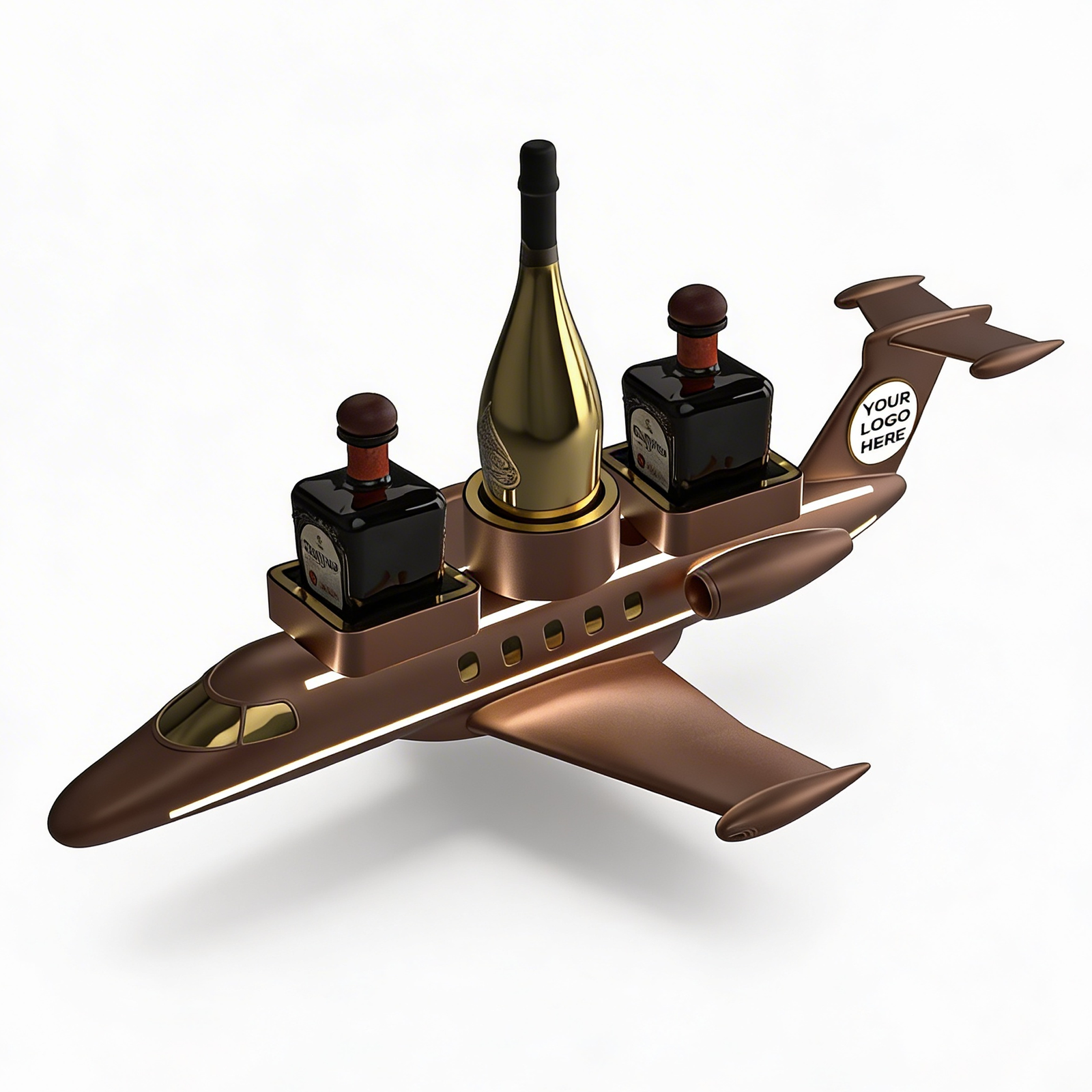 3D Neon LED Airplane Jet Bottle & Shot Tray