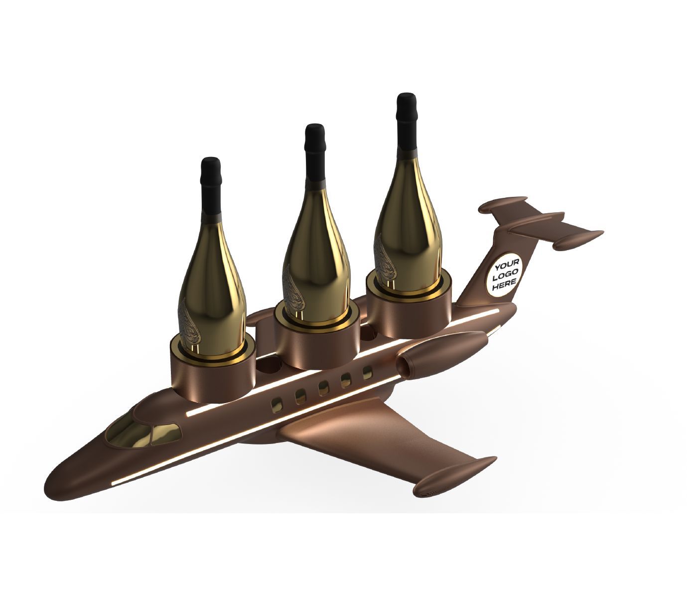 3D Neon LED Airplane Jet Bottle & Shot Tray