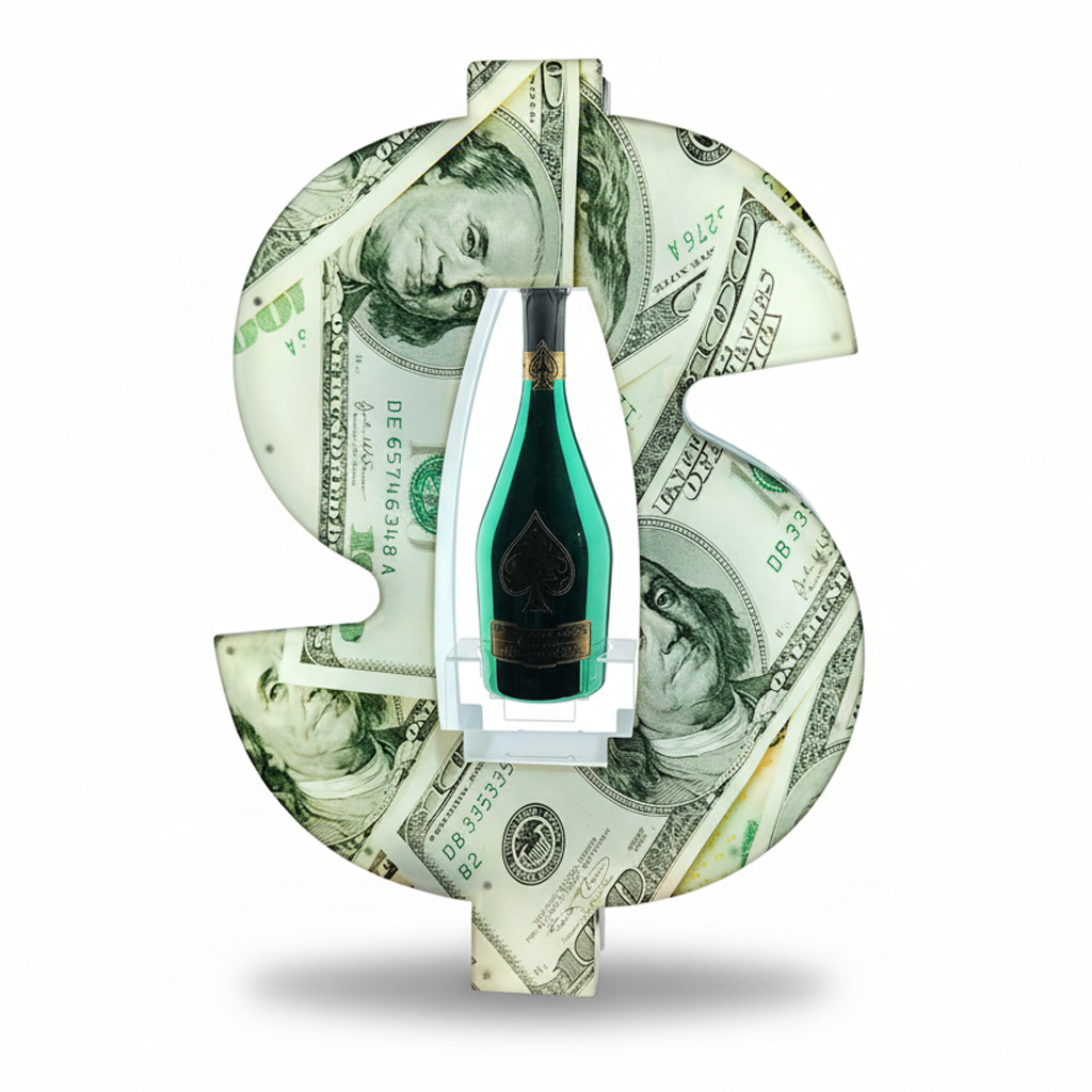 Cash Money $ Dollar Sign Bottle Presenter