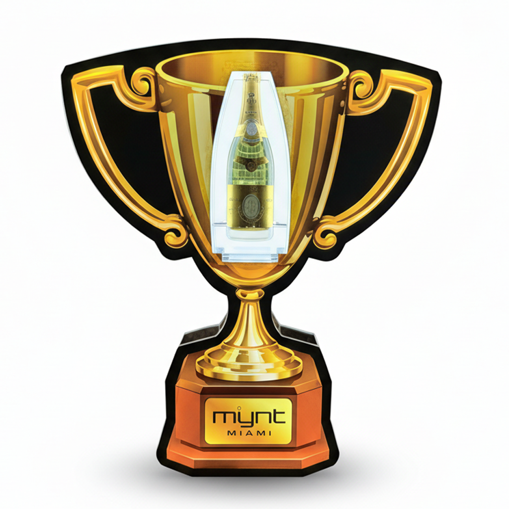 Trophy Shaped Bottle Service Sign Presenter Glorifier