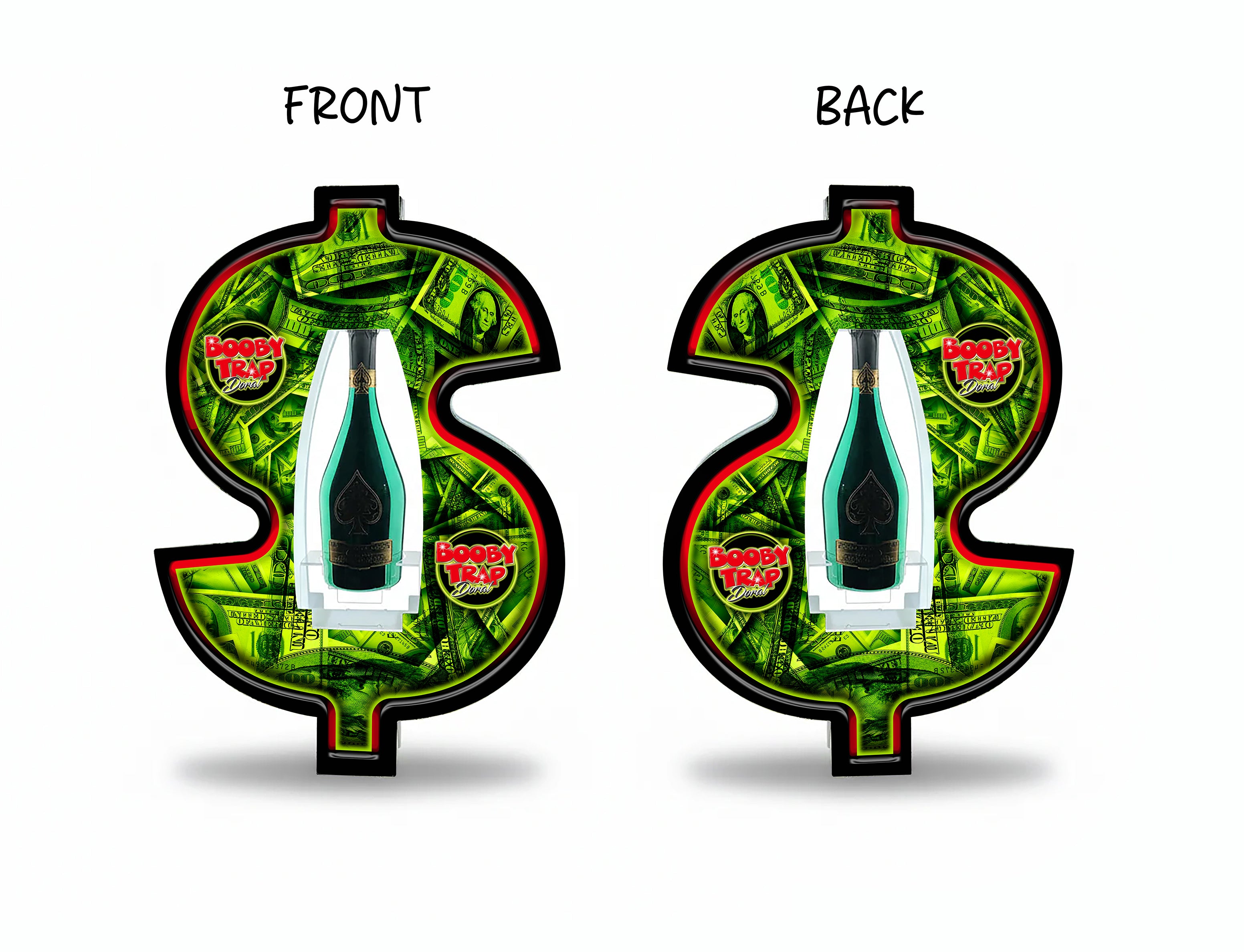 Cash Money $ Dollar Sign Bottle Presenter