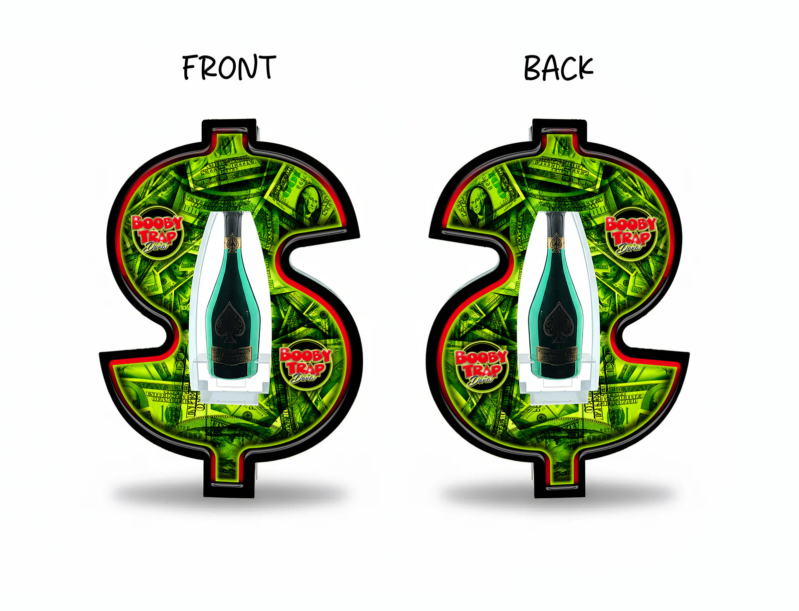 Cash Money $ Dollar Sign Bottle Presenter