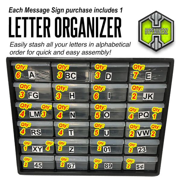 Letter Organizer for Extra Marquee Sign Letters