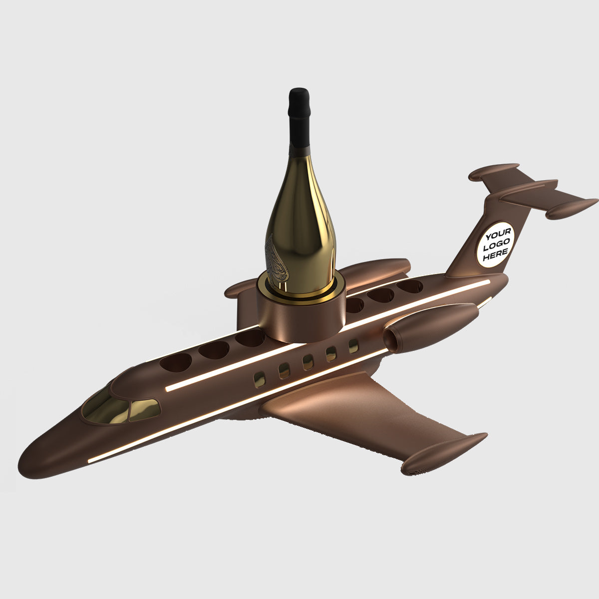 Illuminated 3D Airplane Jet Bottle Presenter Shot Tray