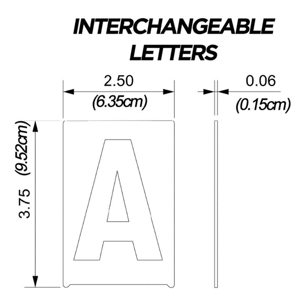Dimensions Diagram of Letters for Marquee Message Board