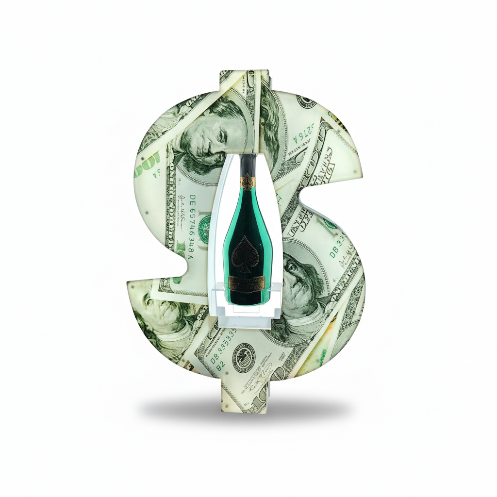 Cash Money $ Dollar Sign Bottle Presenter