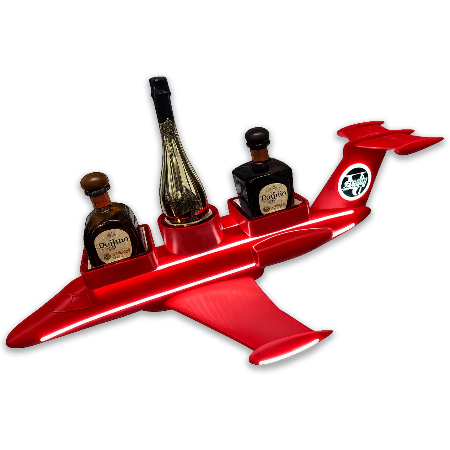 3D Neon LED Airplane Jet Bottle & Shot Tray